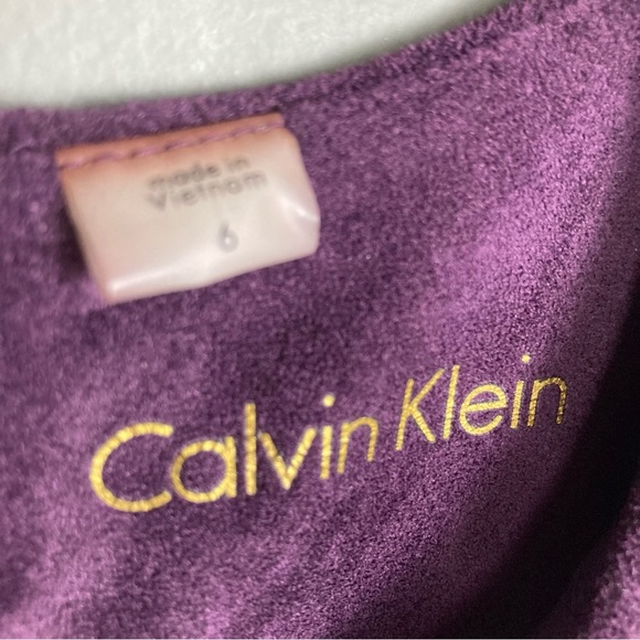 Calvin Klein faux suede / leather dress sheath work office purple size 6 - Picture 4 of 11